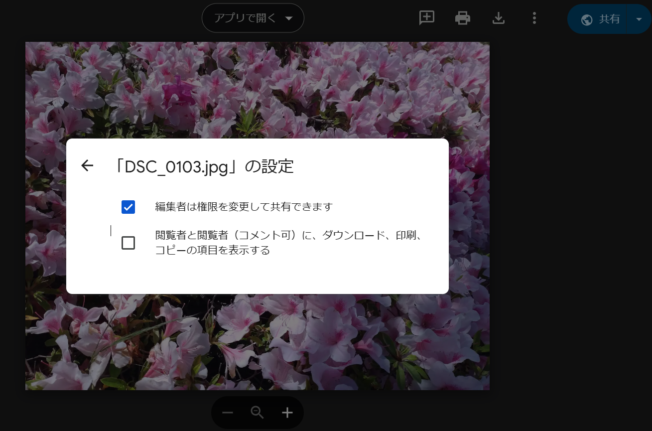 GoogleDriveから持ってきた画像をダウンロード禁止へ